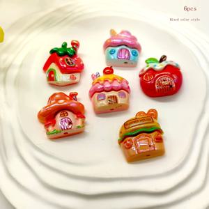 TEMU 6개 혼합 컬러 스타일 레진 수직 구멍 도금 사과 버섯 하우스 장식 비즈 DIY 머리핀 폰 케이스 냉장고 신발 부츠 장식, 펜던트 폰 체인 가방 체인 액세서리, 크리스마스 선물 만들기용, 추수감사절에 딱 좋은