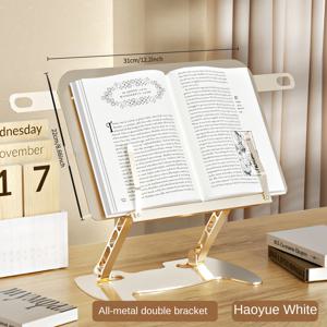 TEMU 조절 가능한 높이 풀 메탈 북스탠드 - 인체공학적 페이지 홀더 & 책상 클램프 포함, 튼튼한 독서대 (홈오피스, 스터디, 침대용) - 공간 절약형 다기능 도서 정리대 (조립 불필요)