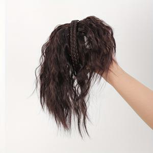 TEMU 가발, 여성용 헤어밴드, 원피스, 머리 위쪽 컬리 헤어, 흰머리 커버용 콘 펌, 합성 헤어밴드, 헤어밴드, 가발 조각