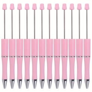 TEMU 12개입 연한 녹색 및 연한 분홍색 젤 펜, 창의적인 재미를 위한 플라스틱 비즈 펜, 가족 놀이 선물, 다이어리 쓰기 선물, 생일 선물, 파티 답례품, 검은색 잉크로 선물 제작