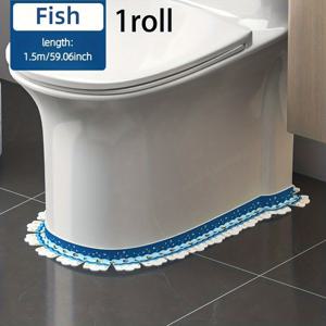 TEMU L 에이트 레이스 변기 밀봉 스트립 1롤, 구름 모양 가장자리가 있는 테이프 (욕실 및 주방 싱크대 테두리용) - 절단 가능