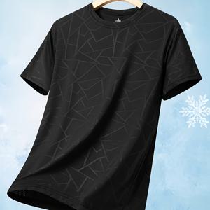 TEMU 1개 여름 캐주얼 스포츠 티셔츠, 라운드넥 풀오버 기하학 패턴 반팔, 통기성 빠른 건조 조깅 상의, 데일리 러닝 헬스장 야외 작업복 커플룩 휴가 선물 여성용