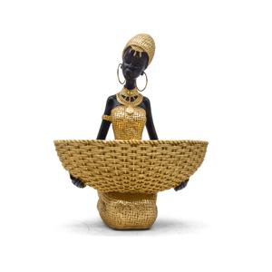 TEMU 아프리카 트라이벌 스타일 수지 조각 공예 - 다기능 장식 예술 수납 오너먼트 (거실/현관/침실/책장/커피 코너), 홈 데코 수지 공예, 빈티지 아프리카 소녀 민족 스타일 수지 예술품, 거실, 서재 및 기타 공간에 적합한 피규어 장식