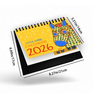 TEMU 1개, 2026년 달력, 손으로 그린 추상적인 말 데스크탑 달력 - 말의 해 - 마카롱 색상 스킴, 스탠딩 달력 / 데스크탑 달력 / 책상 달력, 12개월 월별 계획, 책상 정리함, 생일, 크리스마스에 완벽한 선택