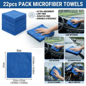 TEMU 차량 세차, 건조, 가정용 청소, 자동차 디테일링 및 가정용 광택 도구를 위한 극세사 타월 22개 세트