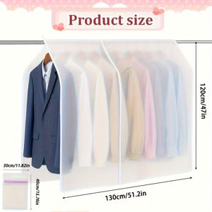 TEMU 2개 세트 플립탑 의류 먼지 커버 - 투명 전면 패널이 있는 헤비듀티 플라스틱 옷장 정리함, 코트, 정장, 드레스에 적합 - 다양한 사이즈 옵션, 공간 절약형 의류 먼지 커버, 투명 소재로 내용물 확인 가능, 먼지 커버 1개 + 세탁백 1개 포함
