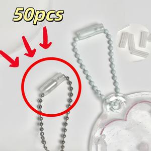 TEMU 50개 비드 체인 분실 방지 보호 커버 | 투명 색상 | 딱 맞는 착용감 | 걸이용 추가에 적합 | 분실 방지 | 아크릴 페이즈 카드 클립 세트 키체인 | 비드 체인 주얼리 추가