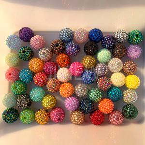 TEMU 25/50개 반짝이는 라인스톤 비즈, 16/20mm 60가지 이상의 색상 혼합 루스 비즈, 비즈 펜 키체인 및 기타 선물 제작에 매우 적합