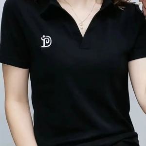 TEMU 여성 여름 아름답고 고급스러운 느낌 성숙한 프린팅 브이넥 넥 자수 캐주얼 루즈핏 편안한 반팔 티셔츠