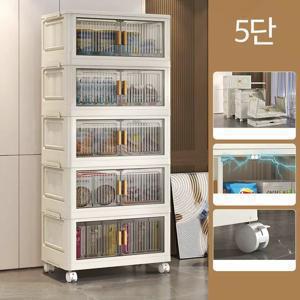 TEMU 양문형 폴딩박스 수납장 접이식 이동식 대용량 리빙박스 정리함 수납장 더블 도어 & 세련된 디자인 옷 보관함 빨래방 가구 투명 프론트 뷰 공간 절약형 가구 튼튼한 구조 홈 오거나이저