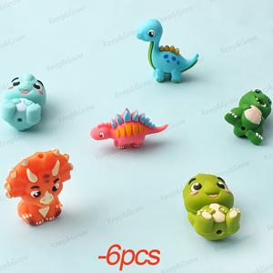 TEMU 6개입 3D 공룡 실리콘 비즈 컬러풀 티라노사우루스 트리케라톱스 디자인 비즈, 펜 비즈 공예 용품, 주얼리 제작, 장식용 액세서리 비즈 & 비즈 세트