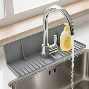 TEMU 1개 주방 스플래시 가드 실리콘 매트, 싱크대 카운터탑 방수 건조 매트, 방수 디자인, 쉽게 세척 가능, 카운터탑 습기와 곰팡이 제거