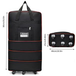 TEMU 대용량 접이식 여행 가방, 비즈니스 출장, 이사, 해외 유학 시 간편한 이동을 위한 바퀴 포함, 업무용으로 적합