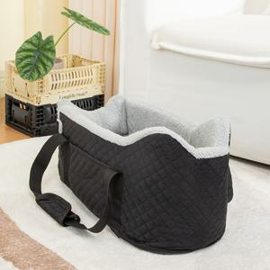 TEMU 디럭스 개 부스터 카시트 - 콘솔 스타일, 세탁 가능한 여행용 침대, 소형견용 두꺼운 메모리 폼, 최대 15파운드 지원