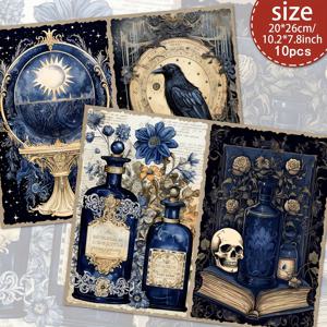 TEMU 10장의 A4 빈티지 영감 마법사 스크랩북용 종이 세트, 핸드메이드 정크 저널 및 장식 공예 용지, 크래프트 소품스크랩북 용품, 정크 저널 키트, 창의적인 프로젝트를 위한 핸드메이드 정크 저널 용지, 보조자, 크리스마스에 가장 적합, 추수 감사절에 완벽