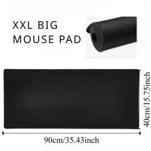 TEMU 박음질 처리된 가장자리의 특대형 게이밍 마우스 패드 - 고무 강화 헤비 베이스, 전문가용 미끄럼 방지 확장형 데스크 매트, PC, 사무실, 게이밍용 - 블랙