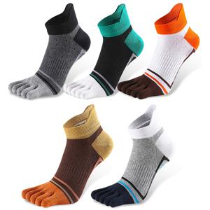 TEMU 남성용 다섯 발가락 스포츠 양말 5켤레 - 통기성, 미끄럼 방지, 땀 흡수, 내마모성 - 봄/여름 실내외 러닝 양말 - 부드러운 폴리에스터 섬유, 기하학적 패턴, 프리사이즈(39-45)