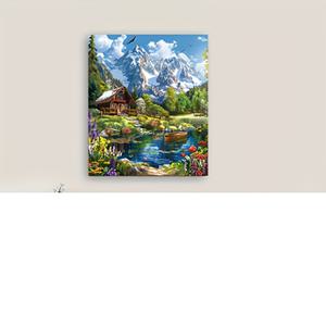 TEMU 1개 풍경 산 페인팅 키트, 성인 및 초보자를 위한 DIY 공예, 라운드 아트, 캔버스 벽 장식, 반짝이는 풍경화, 크기 11.81x15.75인치, 액자 미포함