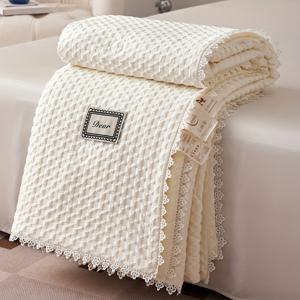 TEMU 1개, 이불솜 (베개솜과 베개커버 미포함), 와플 직조, 라이트 럭셔리 시리즈, 단색, 버블 거즈 원단, 통기성 좋고 답답하지 않음, 부드럽고 편안함, 섹시한 레이스 트림으로 패션 감각 추가, 세탁기 사용 가능, 사계절 사용 가능