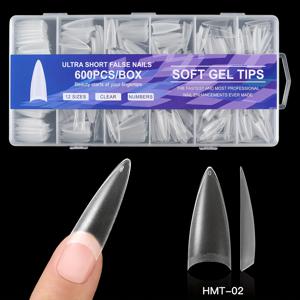 TEMU 600개 퀵칙 소프트 젤 네일팁, 하프 매트 클리어 아크릴 네일팁, 프리쉐이프 인조네일팁, 네일 연장 매니큐어 도구, 네일 아트 살롱용