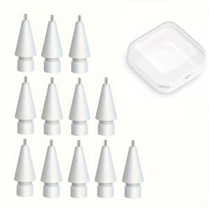 TEMU 애플 아이패드 1/2세대 호환용 화이트 메탈 팁 6/12개 세트, 고감도 교체용 및 정밀 컨트롤 펜 팁