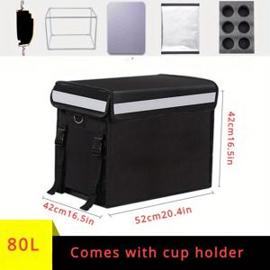 TEMU 80L 넉넉한 옥스포드 원단 배달 가방 (컵 홀더 및 지지대 포함), 상업용 보온 배달을 위해 설계된 보온 쿨러 백, 휴대용 트레이 및 파티션 포함, 비식품 접촉