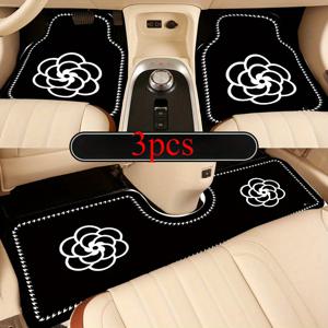 TEMU 3pcs 범용 자동차 바닥 매트 세트 - 앞좌석 드라이버 매트 + 뒷좌석 카펫, 두꺼운 벨벳 디자인, 미끄럼 방지 실리콘 백킹, 내구성 있는 차량 인테리어 액세서리, 완벽한 선물용