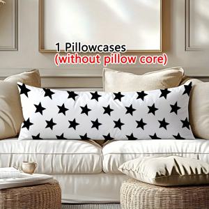 TEMU 1개 모던 블랙 스타 기하학 디자인 테마, 3D 디지털 프린팅 원단으로 제작된 오버사이즈 베개커버. 부드럽고 편안하며 피부에 친화적인 소재, 침실, 게스트룸, 호텔에 적합. 발렌타인데이, 생일, 크리스마스 선물 또는 로맨틱한 선물로 이상적