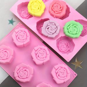 TEMU 6구 대형 장미 수제 비누 몰드 에폭시 베이킹 홈메이드 디저트 실리콘 케이크 몰드