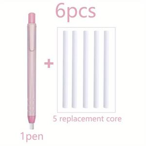 TEMU 연필 모양의 미끄럼 방지 펜 디자인 개선, 프레스 메커니즘 및 5개의 교체 가능한 코어가 포함된 지우개 세트가 특징이며 스케치, 페인팅 및 필기 작업에 이상적입니다. 학용품 및 신학기 시즌에 적합합니다.