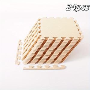 TEMU 요가 매트 피트니스 바닥 매트 24개 세트 (각 30cm x 30cm, 두께 1cm). 크로스 패턴의 EVA 소재로 제작되었습니다. 이 인터로킹 디자인은 요가 스튜디오, 거실, 침실, 헬스장, 기숙사 등에 적합합니다.