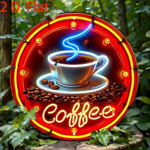 TEMU 2D 평면, 빈티지 커피 간판, 블루 스월과 커피콩 - 소박한 알루미늄 벽 예술, 주방, 카페, 바, 비치 하우스 장식용, 7.8x7.8인치, 실내용, 바 장식 | 커피 테마 장식 | 장식 특징, 커피 바 액세서리, 2D 평면, 실내 장식용으로 완벽, 2D 평면