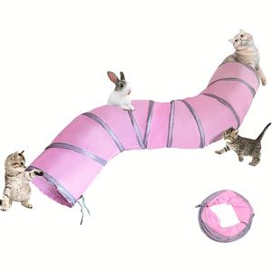 TEMU 이 접이식 토끼와 고양이 터널은 실내 고양이를 위해 설계되었으며, 양면 핑크 색상과 물고기 입구가 있는 휴대용 놀이 튜브가 특징입니다. 고양이, 토끼 및 소형 애완동물에게 완벽합니다.