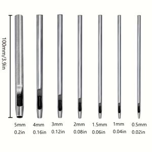 TEMU 라운드 펀치 7pcs 홀로우 구멍 가죽 펀치 커터 세트, 0.5mm-5mm 원형 구멍 도구 키트 - 시계 스트랩, 패브릭, 플라스틱 및 그로밋 벨트용