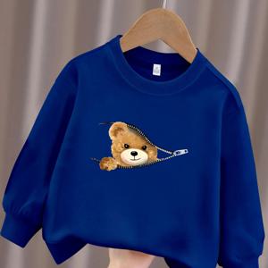 TEMU 만화 곰돌이 디자인으로 트렌디한 느낌을 더하고 가을, 겨울 스웨터 라운드넥은 순수함과 창의성을 보여주며 의류 카테고리에서 트렌디한 스타일입니다. 데일리룩으로 귀여움을 표현하기에 적합합니다.