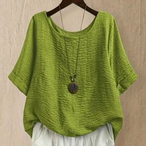 TEMU 플러스 사이즈 - 플러스 사이즈 - 플러스 사이즈 여성용 캐주얼 라운드넥 셔츠, 데일리 야외 활동복