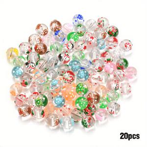 TEMU 20개 12x13mm 유리 크리스마스 프린팅 눈사람, 눈송이, 양말 구슬, 다양한 크리스마스 요소 포함, DIY 주얼리 제작, 팔찌, 뱅글, 휴대폰 고리 액세서리 및 장식용 구슬용