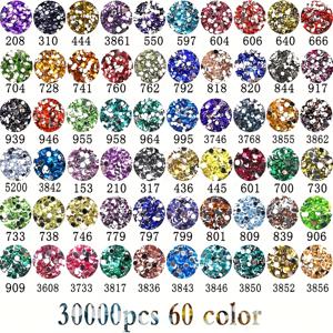 TEMU 60색상/30000개 5D 레진 라운드 스톤 DIY 페인팅 키트, 직경 2.8mm, 60색상 각 1000개 포함. 은색 플랫백 스톤은 핸드메이드 창의적인 페인팅, 코스터, 키체인, 화환 및 기타 DIY 페인팅 프로젝트에 적합합니다