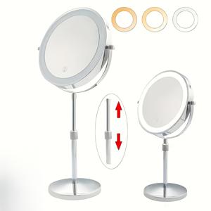 TEMU 부활절 선물, LED 조명 화장 거울, 탁상용 화장 거울, 기숙사용 충전식 채광 거울, 여아용 미용 거울