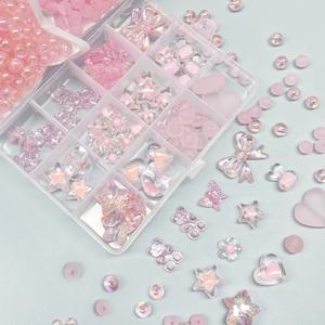 TEMU 고품질 투명 핑크 아크릴 비즈 DIY 키트, 나비, 하트, 별, 꽃, 토끼, 곰 모양 포함 - 팔찌, 목걸이, 귀걸이 만들기 완벽한 휴일 선물