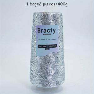 TEMU 400G (200G씩) 2롤, 각 롤은 475미터/519야드, 1mm 메탈릭 글리터 코어 실, 100% 폴리에스터, 골드 및 실버 핸드메이드 코바늘 가방 실, 손뜨개 가방, 지갑, 바구니 및 재봉 공예, 코바늘에 적합