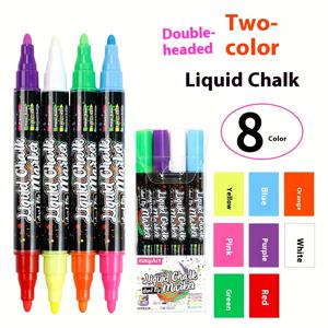 TEMU 16색 8색 형광 보드 특수펜 8개, 평면 지우개 광고용 라이트 보드 펜, 칠판 액체 분필 형광펜, 생생한 색상, 빠른 건조 액체