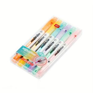 TEMU 학생의 노트와 낙서 강조를 위한 파스텔 색상의 투명 팁이 있는 양방향 하이라이터 펜 6개입