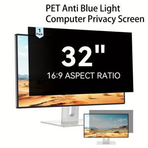TEMU 32인치 컴퓨터 모니터 프라이버시 필터 & 블루라이트 차단 필터 - 안티아이 펫 스크린 보호기, 데스크탑/노트북/TV 호환 - 설치 (하드웨어 불필요)