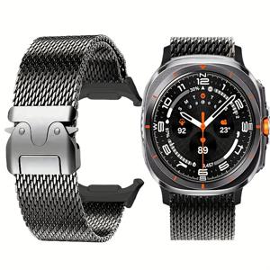 TEMU 삼성 울트라 호환 밴드 - 스테인리스 밀라네즈 루프 스트랩, 울트라1/울트라2 호환, 패러슈트 버클 메탈 손목 밴드 (남성 & 여성용), 스마트워치 액세서리 ( 울트라 호환)