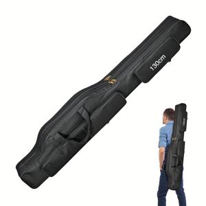 TEMU 130Ccm/51.18인치 150cm/59.05인치 낚시 태클 보관 가방 휴대용 낚싯대 릴 정리함 낚싯대 장비 도구 케이스 캐리어 이중층 옥스포드 대용량 여행용 낚시 커버백