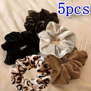 TEMU 여성을 위한 5개입 새로운 벨벳 대장털 머리끈, 가을/겨울 레트로 인스 스타일 머리끈, 머리카락을 푹신하게하고 볼륨을 높입니다. 머리끈, 가죽 밴드, 미국 스타일 포니테일 번 헤어, 머리카락을 조임시키지 않음