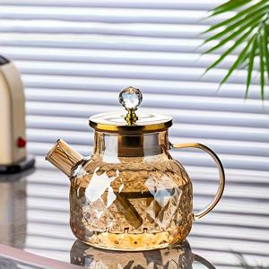 TEMU 두꺼운 보로실리케이트 유리 물 끓이기 및 내열/냉각 피처 - 뚜껑 및 슬롯 포함, 레몬 슬라이스 디자인, 차, 레모네이드, 아이스 음료용 - 파티, 선물용 우아한 서빙 피처 (고보로실리케이트)