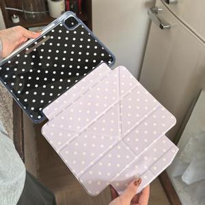 TEMU 한국식 퍼플 도트 아이패드 케이스, 아이패드 11세대, 프로 2025 신형 호환, 귀여운 디자인, 10세대 에어 7/6 호환, 펜슬 슬롯, 안티벤드, 11인치, 여성용 태블릿 커버