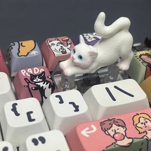 TEMU 크리에이티브 스트레칭 캣 키캡 2U 투명 백스페이스 키 키튼 키캡 크로스 게임 스위치 기계식 키보드 키캡